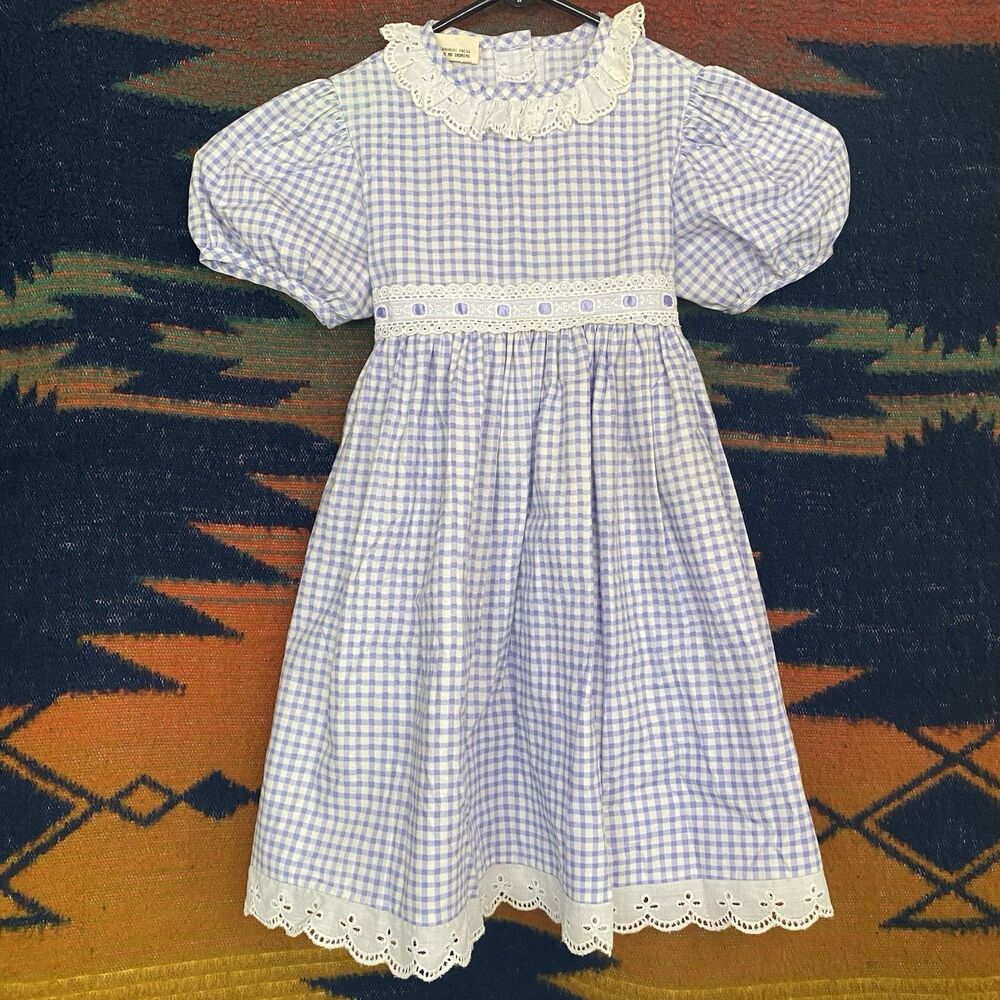 Vintage Mini World Purple/White Gingham Dress With Belt. Size 3T. Rare. USA.